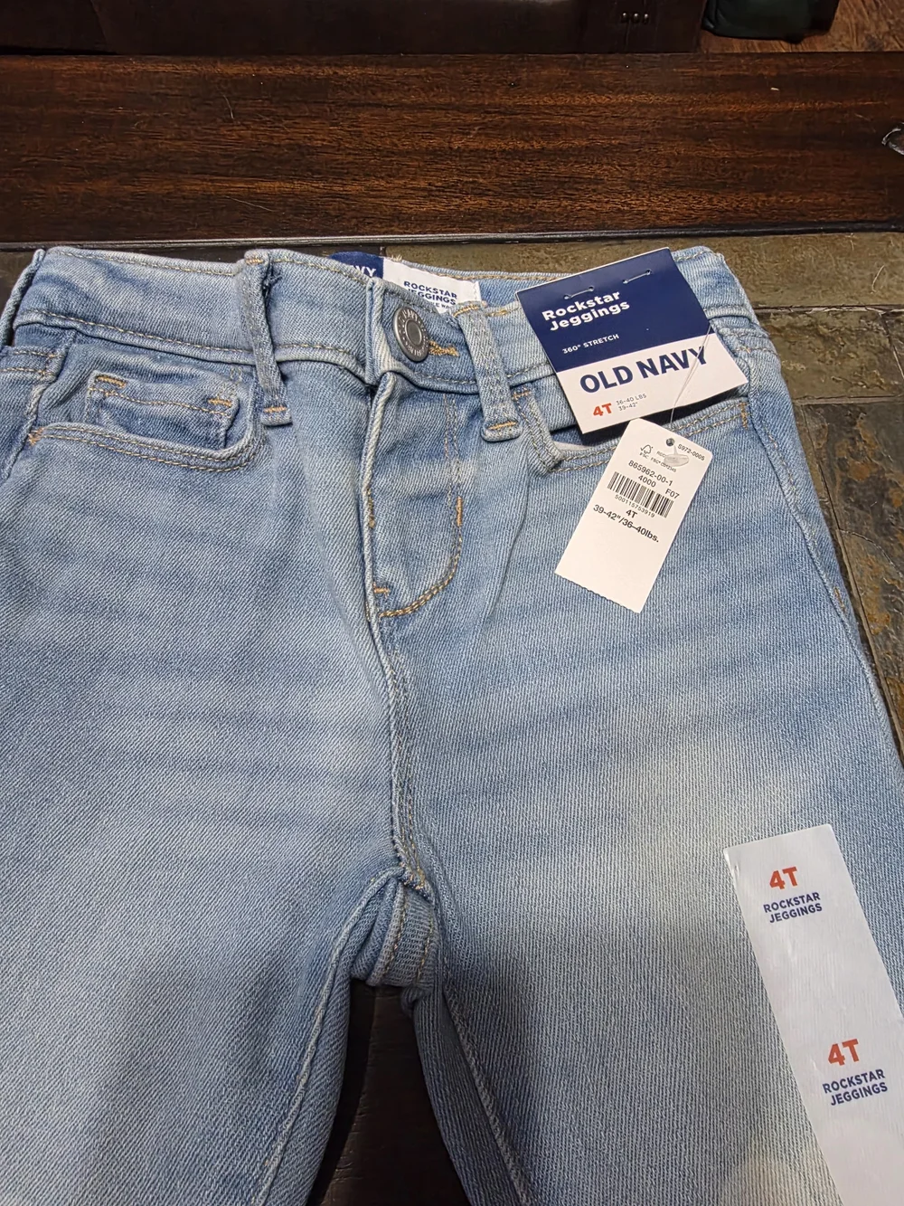 Old Navy Light Blue Straight Leg Girls' Jeans with Flower Knees